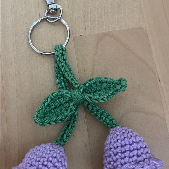 Handcrafted Crochet Lily of the Valley Bag Charm with Flower Accessory Keychain - Picture 3 of 8